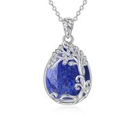 YAFEINI Collana in argento Sterling 925, con pietra di luna, in filigrana, per donne e ragazze, Argento sterling, GG albero della vita lapislazzuli catena