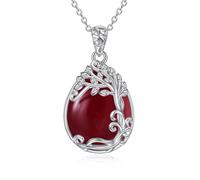 YAFEINI Collana in argento Sterling 925, con pietra di luna, in filigrana, per donne e ragazze, Argento sterling, KK Albero della Vita Agata Rossa Catena