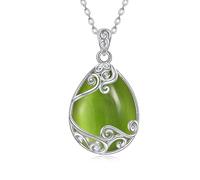 YAFEINI Collana in argento Sterling 925, con pietra di luna, in filigrana, per donne e ragazze, Argento sterling