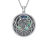 YAFEINI Collana Lupo Argento Sterling 925 Ciondolo Nodo Celtico Catena Lupo Vichingo Lupo Gioielli Regali per Uomo Donna (Lupo del nodo celtico 2)