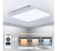 Yafido Plafoniera LED da Soffitto Quadrata Wireless con Sensore di Movimento, Lampada Ricaricabile via USB 5000mAh con Telecomando, Dimmerabile, per Bagno, Garage, Corridoio, Cantina, 20cm