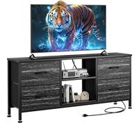 YaFiti Mobile TV con presa di corrente e 4 cassetti in tessuto, centro intrattenimento con ripiani aperti per TV fino a 55 pollici, consolle multimediale, comò per camera da letto, soggiorno, ingresso