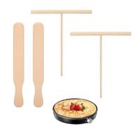 YAFLUG 4 Pezzi Set Spatola Crepes in Legno Professionale, 2x Stendi Impasto + 2x Giratore per Crêpes, Ideale per Colazione Italiana, Non Graffia Padelle Antiaderenti, Facile da Pulire