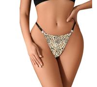 YAFLUG Mini Tanga Sexy Sottile, Bikini Con Motivo Leopardato In Raso/Pelle Pu, Biancheria Intima Erotica, Mutandine Per Donne Taglie Forti, Regolabili, Tanga A T, Slip A Vita Bassa