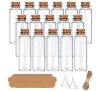 Yagaspantery 16pcs Barattolini Vetro Piccoli,40ml Mini Bottiglie Vetro con Tappo Sughero,Etichette e corda.Bottigliette per Feste Decorazione,Bomboniere,Portaspezie