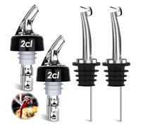 Yagaspantery 4 Pezzi Liquor Pourer, Versatore per Liquori con Cappucci e 2 eccucci Dosatori, Auto-Pour, Dosatore per Vino, Bevande, Olio D'Oliva, Succo, Sciroppo, Aceto