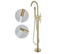 YAGATAP Rubinetto per vasca da bagno indipendente in oro spazzolato, rubinetti ad alto flusso, con miscelatore, doccino manuale, manopola