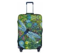 yagDAA Copertura per valigie dipinta a mano con libellula blu, copertura protettiva per valigie da viaggio, per valigie da 45-81 cm, bianco, XL