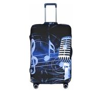 yagDAA Copertura protettiva per valigie con microfono con note musicali stampate, copertura per bagagli da viaggio, per valigie da 45-81 cm, bianco, M