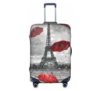yagDAA Copertura protettiva per valigie da viaggio con stampa a forma di torre Eiffel con ombrello rosso, per valigie da 45-81 cm, bianco, L