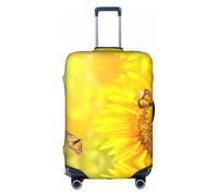 yagDAA Copertura protettiva per valigie da viaggio, con stampa di girasoli e farfalle, per valigie da 45-81 cm, bianco, S