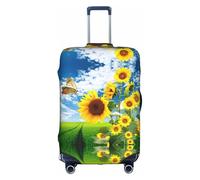 yagDAA Copertura protettiva per valigie da viaggio, con stampa di girasoli e farfalle, per valigie da 45-81 cm, bianco, XL