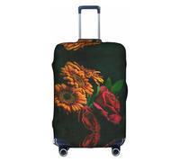 yagDAA Copertura protettiva per valigie da viaggio, con stampa di girasoli e rose, per valigie da 45-81 cm, bianco, M