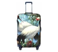 yagDAA Copertura protettiva per valigie da viaggio, con stampa di gru cinese, uccello, pesco, albero, per valigie da 45-81 cm, bianco, S