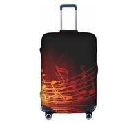 yagDAA Copertura protettiva per valigie da viaggio, con stampa di note musicali e fiamme rosse, per valigie da 45-81 cm, bianco, S