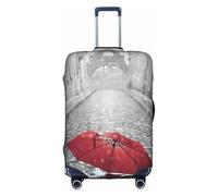 yagDAA Copertura protettiva per valigie da viaggio con stampa di ombrello rosso Torre Eiffel, Parigi, per valigie da 45-81 cm, bianco, L
