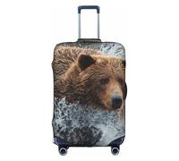 yagDAA Copertura protettiva per valigie da viaggio, con stampa orso che corre e corre, per valigie da 45-81 cm, bianco, L