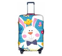 yagDAA Copertura protettiva per valigie da viaggio, con stampa primaverile, con scritta "Happy Easter Holiday", per valigie da 45-81 cm, bianco, L
