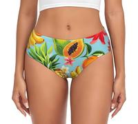 yagDAA Mutandine da donna con stampa di frutta tropicale e fiori, mutandine da donna morbide ed elasticizzate, Nero , L
