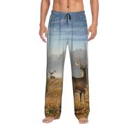 yagDAA Pantaloni da pigiama da uomo con stampa di caccia al cervo Pantaloni da notte e lounge con tasche Pj Bottoms Loungewear per gli uomini, Nero , L