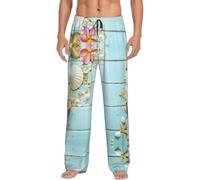 yagDAA Pantaloni da pigiama da uomo con stampa di conchiglie a tema spiaggia Pantaloni da notte e lounge con tasche Pj Bottoms Loungewear per gli uomini, Nero , XXL