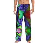 yagDAA Pantaloni da pigiama da uomo con stampa floreale astratta pantaloni da notte e lounge con tasche Pj Bottoms Loungewear per gli uomini, Nero , L