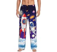 yagDAA Universo Astronauta Razzo Galaxy Stampa Uomo Pigiama Pantaloni Sleep & Lounge Pantaloni Con Tasche Pj Bottoms Loungewear Per Gli Uomini, Nero , L