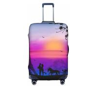 yagDAA Valentine Parigi Torre Eiffel Romantico Coppie Carrozze Tramonto Stampa Coprimaligie Copertura per bagagli da viaggio, per valigie da 45-81 cm, bianco, XL