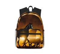 yagDAA Zaino casual per computer portatile con stampa di nuvole rosse e cavalli neri per uomo donna grande capacità Business Work Travel College Daypack