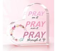 YAGE Placca di preghiera in acrilico, a forma di cuore, con scritta in lingua inglese "Pray", regalo per donne e uomini, decorazione per casa, ufficio, scrivania, compleanno, Natale