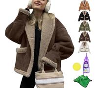 Yagerod Women's Winter Casual Faux Suede Leather Jacket, Button Down Fuzzy Lined Jacket, Coat Stylish Cardigans Women (Coffee,M)