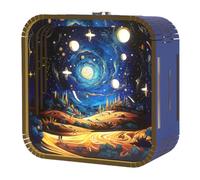Yagerod Woodbests 3-D Wooden Puzzle Night Light, DIY LED Light Winter Night Wooden Puzzle, LED 3-D Wood Puzzle Nightlight Home Décor, Home Desk Decor Family Game (Starry Sky)