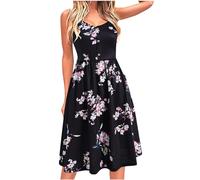 Yageshark Abito da donna a maniche lunghe, scollo rotondo, tinta unita, lunghezza al ginocchio, casual, a vita alta, con bottoni, Stile 1, XXL