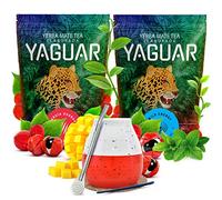 Yaguar Yerba Mate Energizzante con Accessori 1kg (2x500g) | Guaranà | Yerba Mate Stagionata Brasiliana | Caffeina Naturale