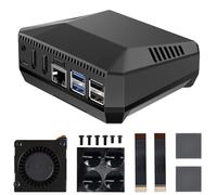 Yahboom Argon ONE V3 Case Raspberry Pi5 Case Black Aluminum Alloy Case, Magnetic Upper Vover, with Cooling Fan,for RPi5 NVME M.2 SSD PWM Cooler PCIE, With M.2 Solid-State Card Slot