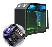 Yahboom Jetson Nano Custodia Compatibile con Jetson Orin Nano SUPER Orin NX SUPER Custodia Protettiva Xaver NX TX2-NX, con Ventola RGB, Antenne, Display OLED