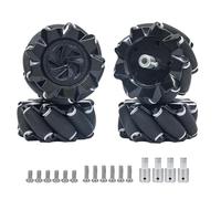 Yahboom Mecanum Wheel, Omnidirectional Smart Robot Car Parts Accessories DIY Toy Assembly, Compatible with Building Blocks and TT Motors (2 Pairs) with Coupling (80mm-wheel(ABS)*4+6mm-coupling*4)