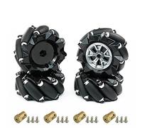 Yahboom Mecanum Wheel, Omnidirectional Smart Robot Car Parts Accessories DIY Toy Assembly, Compatible with Building Blocks and TT Motors (2 Pairs) with Coupling (97mm-wheel(ABS)*4+6mm-coupling*4)