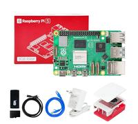 Yahboom Raspberry Pi 5 8GB Development Kit, Pi5 case,Pi5 Official Power Adapter Cortex-A76 CPU Suitable for AI Robot Programming (8GB-Official Case Kit)