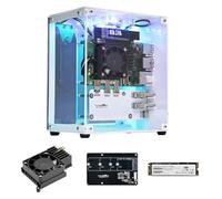 Yahboom Raspberry Pi 5 M.2 SSD PCIe Mini PC Case per Pi 5 con Radiatore a Torre, Ventola RGB, Display OLED, Con Adattatore M.2, SSD NVME da 256 GB