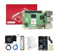 Yahboom Raspberry Pi5 Developer Kit 16GB + PD Power Adapter+Pi 5 Case Active Cooling+PCIe M.2 SSD+256G SSD ROS2 System Ubuntu20.04 Suitable for AI Programming Python (16GB-PCIe M.2 SSD Kit)
