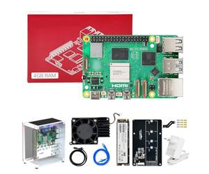 Yahboom Raspberry Pi5 Developer Kit 4GB + MINI Chassis+Pi 5 Case Active Cooling+PCIe M.2 SSD+256G SSD ROS2 System Ubuntu20.04 Suitable for AI Programming Python (4GB-Cube Pi Case Kit)