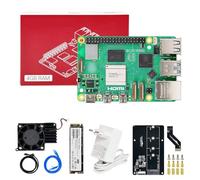 Yahboom Raspberry Pi5 Developer Kit 4GB + PD Power Adapter+Pi 5 Case Active Cooling+PCIe M.2 SSD+256G SSD ROS2 System Ubuntu20.04 Suitable for AI Programming Python (4GB-PCIe M.2 SSD Kit)