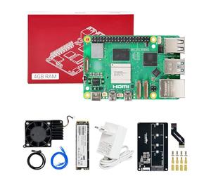 Yahboom Raspberry Pi5 Developer Kit 4GB + PD Power Adapter+Pi 5 Case Active Cooling+PCIe M.2 SSD+256G SSD ROS2 System Ubuntu20.04 Suitable for AI Programming Python (4GB-PCIe M.2 SSD Kit)