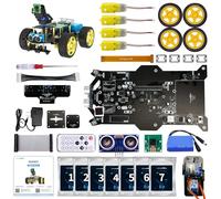 Yahboom Robot Raspberry Pi 5 Obstacle Avoidance Line Patrol Sensore RGB Kit per auto fai-da-te, Kit robot elettronico per programmazione Python (without Pi)