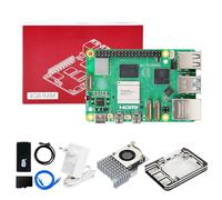 Yahboom RPi 5 Starter Kit 4GB,64GB SD Card,Pi 5 Case Off Active Cooling | 27W 5.1V 5A USB C Power Supply, HDMI Cable Ubuntu20.04 ROS2 (4GB-Official Cooler Kit)