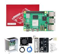 Yahboom RPi5 Developer Kit 4GB + MINI Chassis+Pi 5 Case Active Cooling | PCIe M.2 SSD+256G SSD ROS2 System Ubuntu20.04 Suitable for AI Programming Python (4GB-Cube Pi Case Kit)