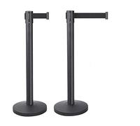 Yaheetech 2 Paletti Delimitazione Spazi Colonnine Segnapercorso con 2 Nastri Retrattili Estensibile 2 Metri Altezza 92 cm Transenne Eliminacode Separacode Neri