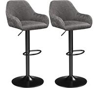 Yaheetech 2 Sgabelli da Bar Alti con Schienale in Finta Pelle Sgabello da Cucina Girevoli Altezza Regolabile con Poggiapiedi Portata 136 kg Grigio
