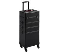 Yaheetech 4 in 1 Valigia Trolley Make Up da Trucco Beauty Case Professionale Grande Porta Trucchi per Estetista Parrucchiere da Viaggio Nero